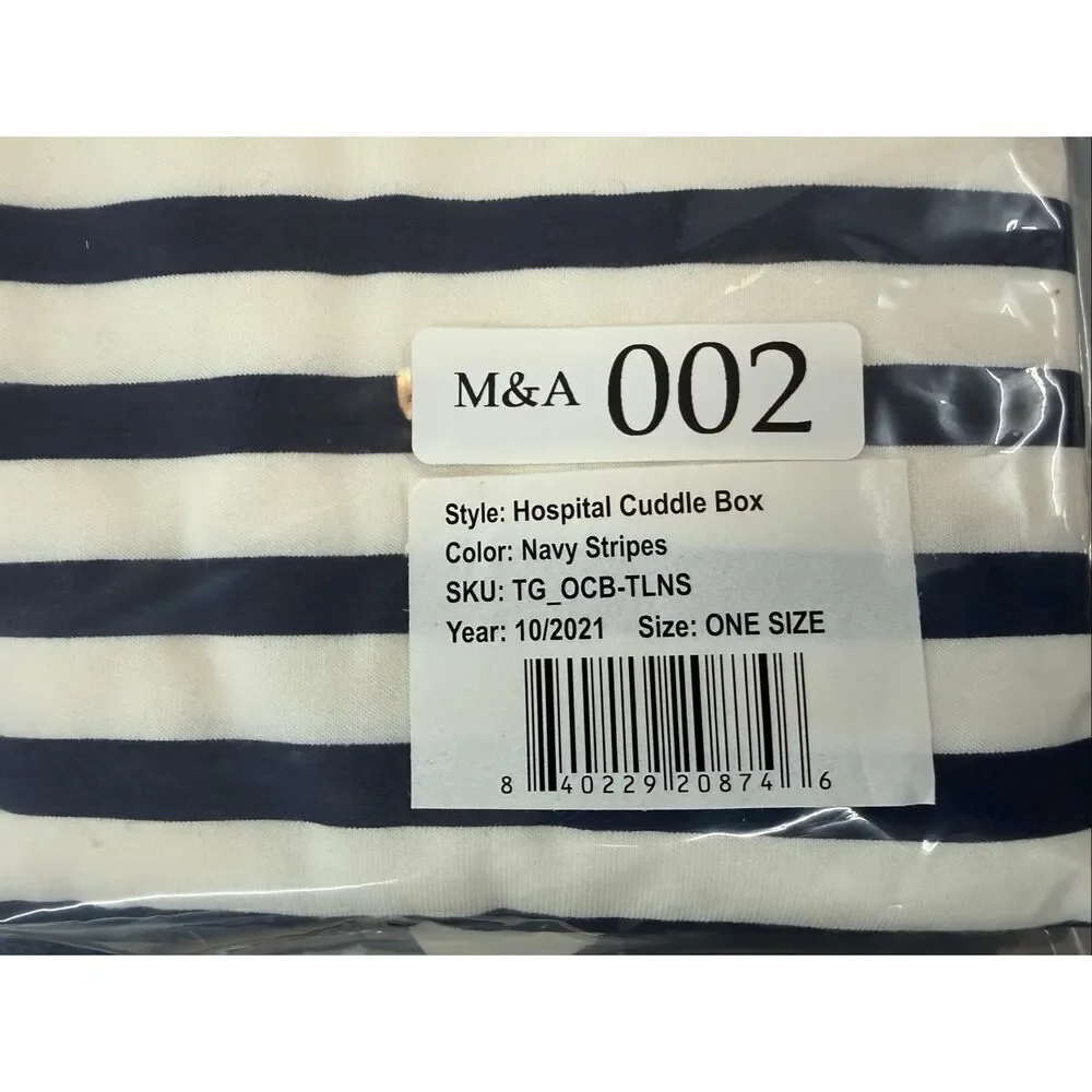 NWT Monica and Andy Newborn Baby Boy Hospital Cuddle Box - Navy Stripes - Receiv